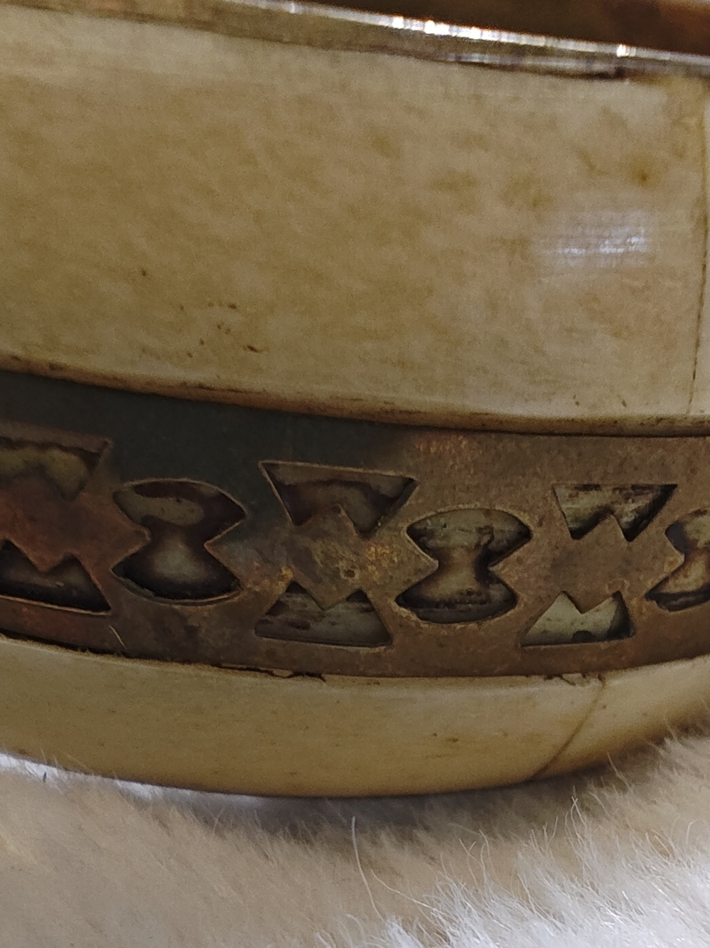 Bone and Brass Decorative Bangle Bracelet